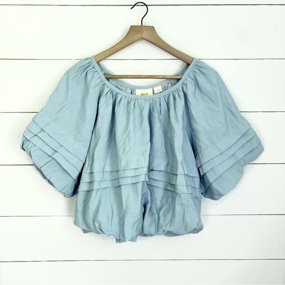 Maeve Tops - Maeve by Anthropologie light blue top with bubble sleeves sz xs